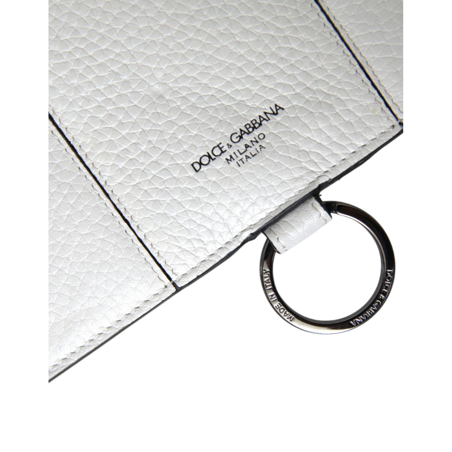 Dolce & Gabbana White Calfskin Leather Large Crossbody Card Holder Wallet Dolce & Gabbana