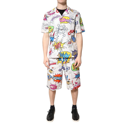 Dolce & Gabbana White Cartoon Print Cotton Men Pajama Set Sleepwear Dolce & Gabbana