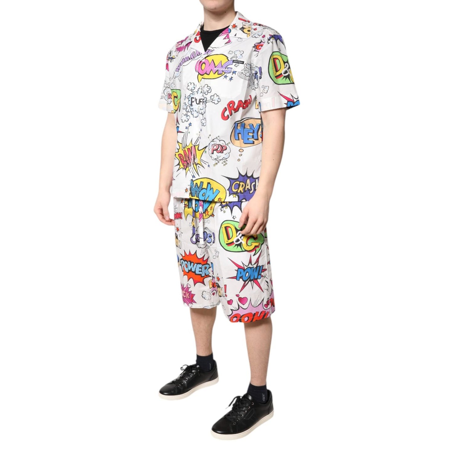 Dolce & Gabbana White Cartoon Print Cotton Men Pajama Set Sleepwear Dolce & Gabbana