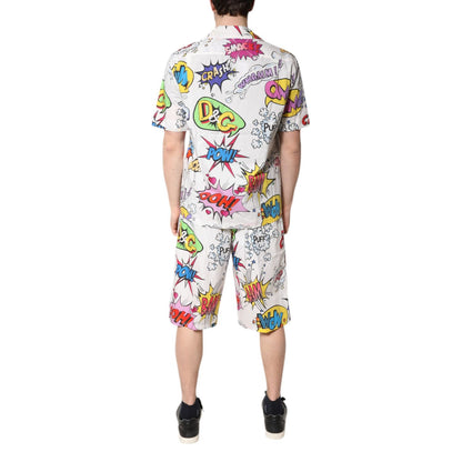 Dolce & Gabbana White Cartoon Print Cotton Men Pajama Set Sleepwear Dolce & Gabbana