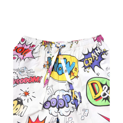 Dolce & Gabbana White Cartoon Print Cotton Men Pajama Set Sleepwear Dolce & Gabbana