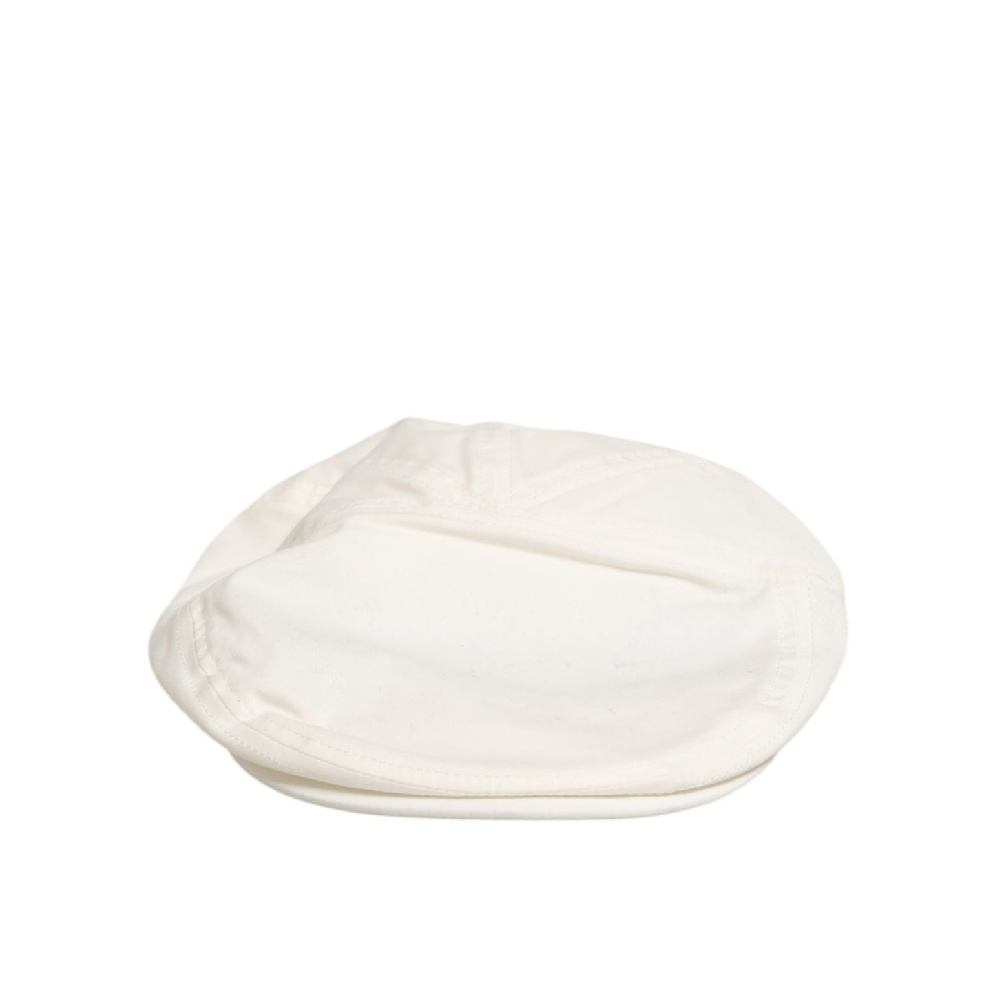 Dolce & Gabbana White Cotton Blend Leather Trim Flat Men Cap Hat Dolce & Gabbana