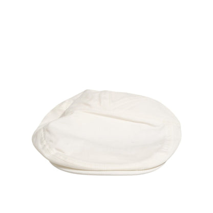 Dolce & Gabbana White Cotton Blend Leather Trim Flat Men Cap Hat Dolce & Gabbana