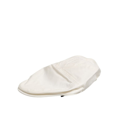 Dolce & Gabbana White Cotton Blend Leather Trim Flat Men Cap Hat Dolce & Gabbana