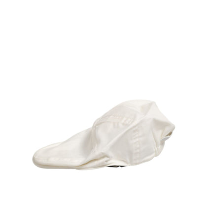 Dolce & Gabbana White Cotton Blend Leather Trim Flat Men Cap Hat Dolce & Gabbana