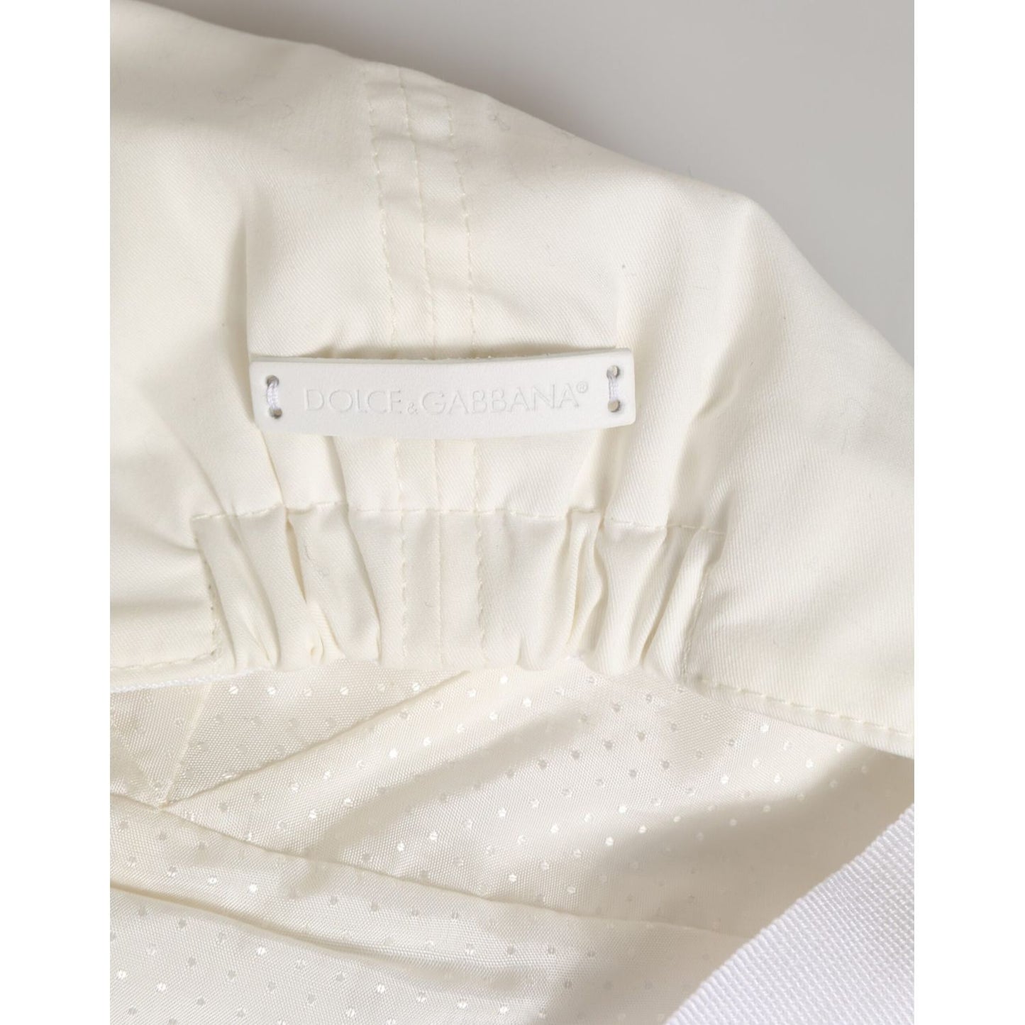 Dolce & Gabbana White Cotton Blend Leather Trim Flat Men Cap Hat Dolce & Gabbana