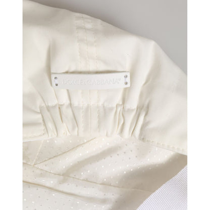 Dolce & Gabbana White Cotton Blend Leather Trim Flat Men Cap Hat Dolce & Gabbana