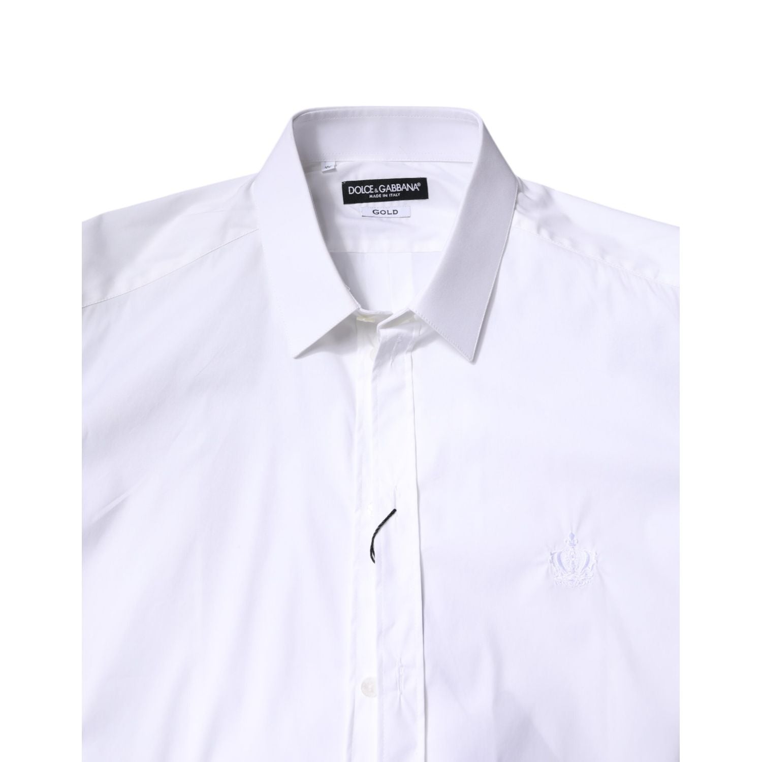 Dolce & Gabbana White Cotton Collared GOLD FormalDress Shirt