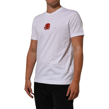 Dolce & Gabbana White Cotton DG Love Patch Crew Neck T-shirt Dolce & Gabbana