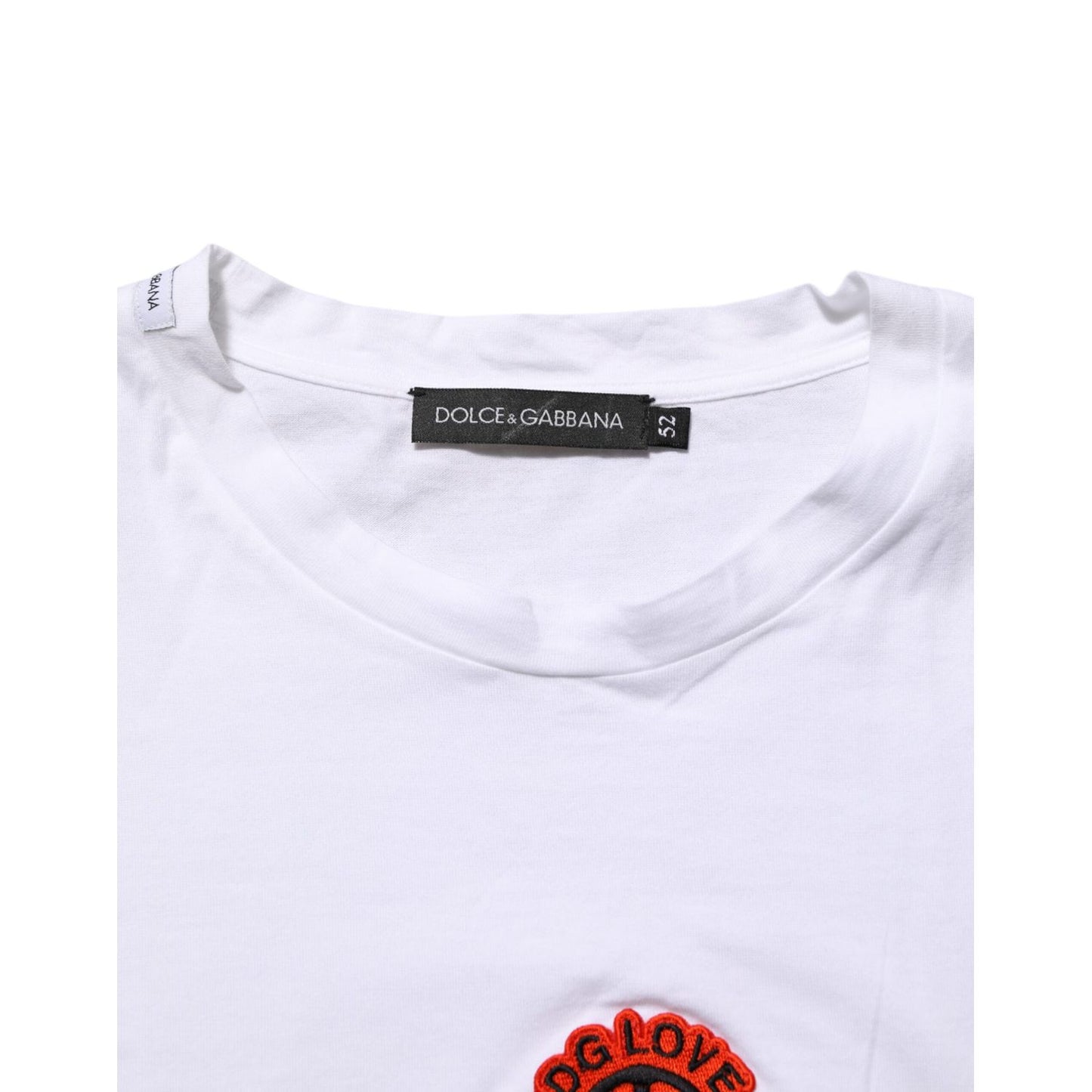 Dolce & Gabbana White Cotton DG Love Patch Crew Neck T-shirt Dolce & Gabbana