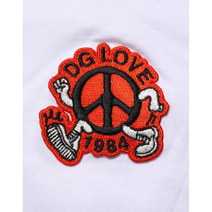 Dolce & Gabbana White Cotton DG Love Patch Crew Neck T-shirt Dolce & Gabbana