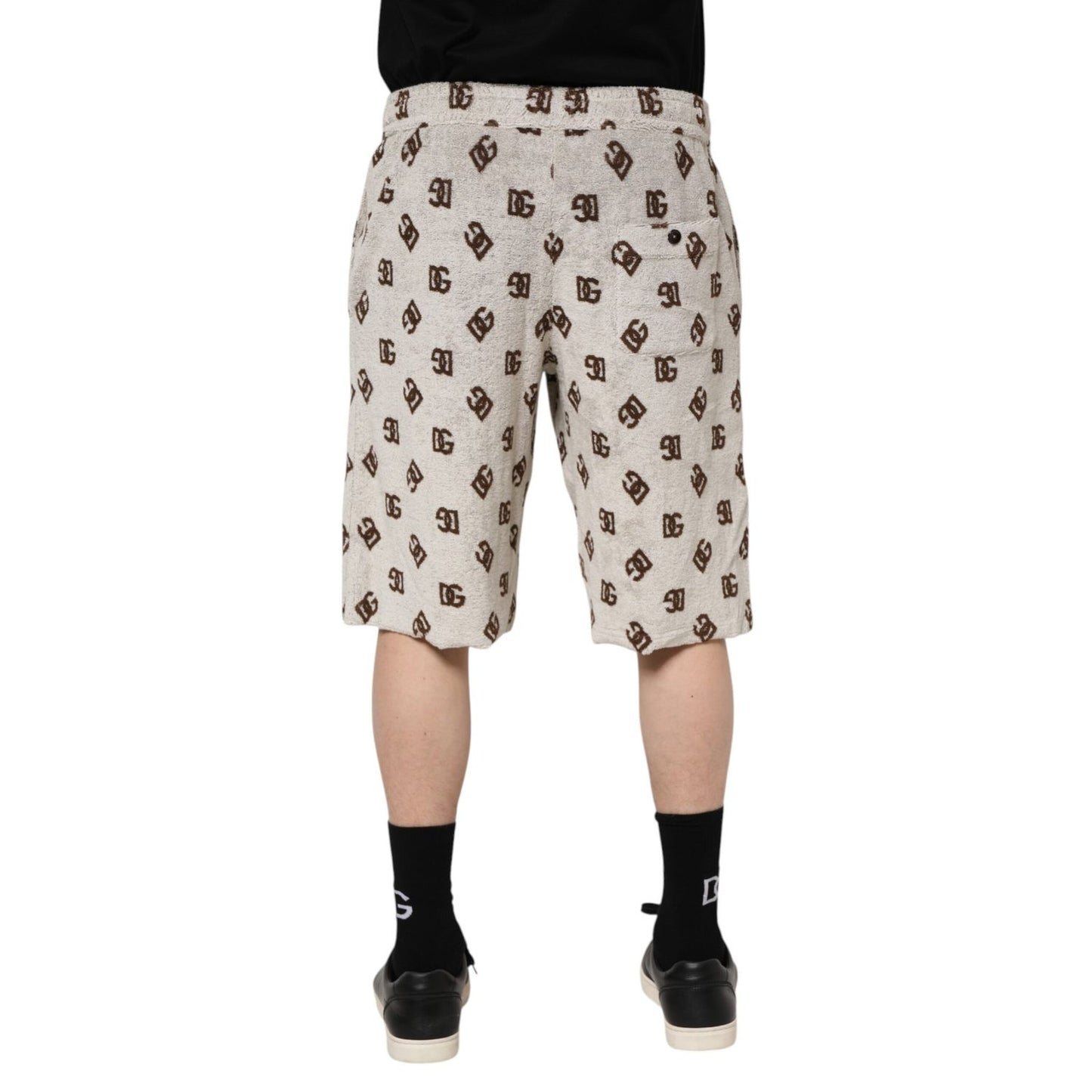 Dolce & Gabbana White Cotton DG Mania Print Men Bermuda Shorts Dolce & Gabbana