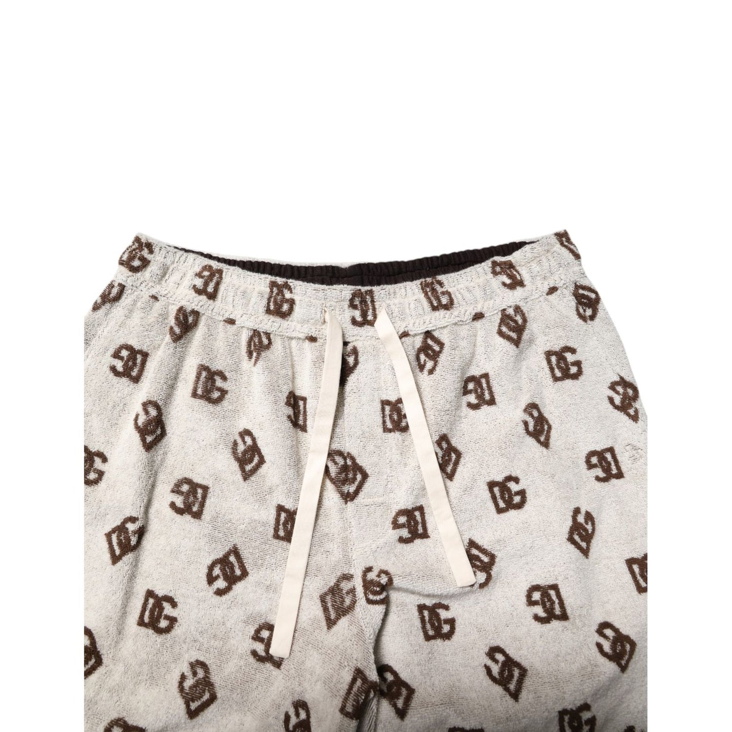 Dolce & Gabbana White Cotton DG Mania Print Men Bermuda Shorts Dolce & Gabbana