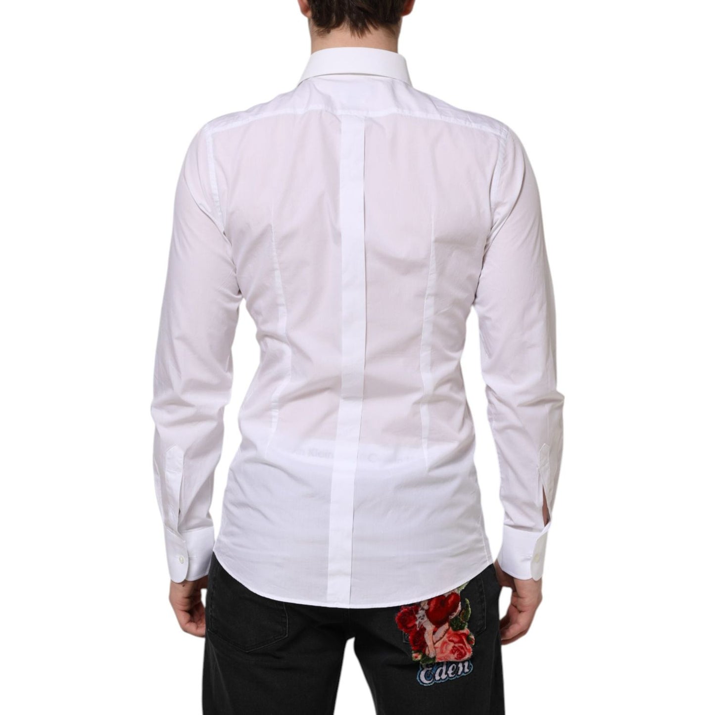 Dolce & Gabbana White Cotton GOLD Bib Poplin Formal Shirt Dolce & Gabbana