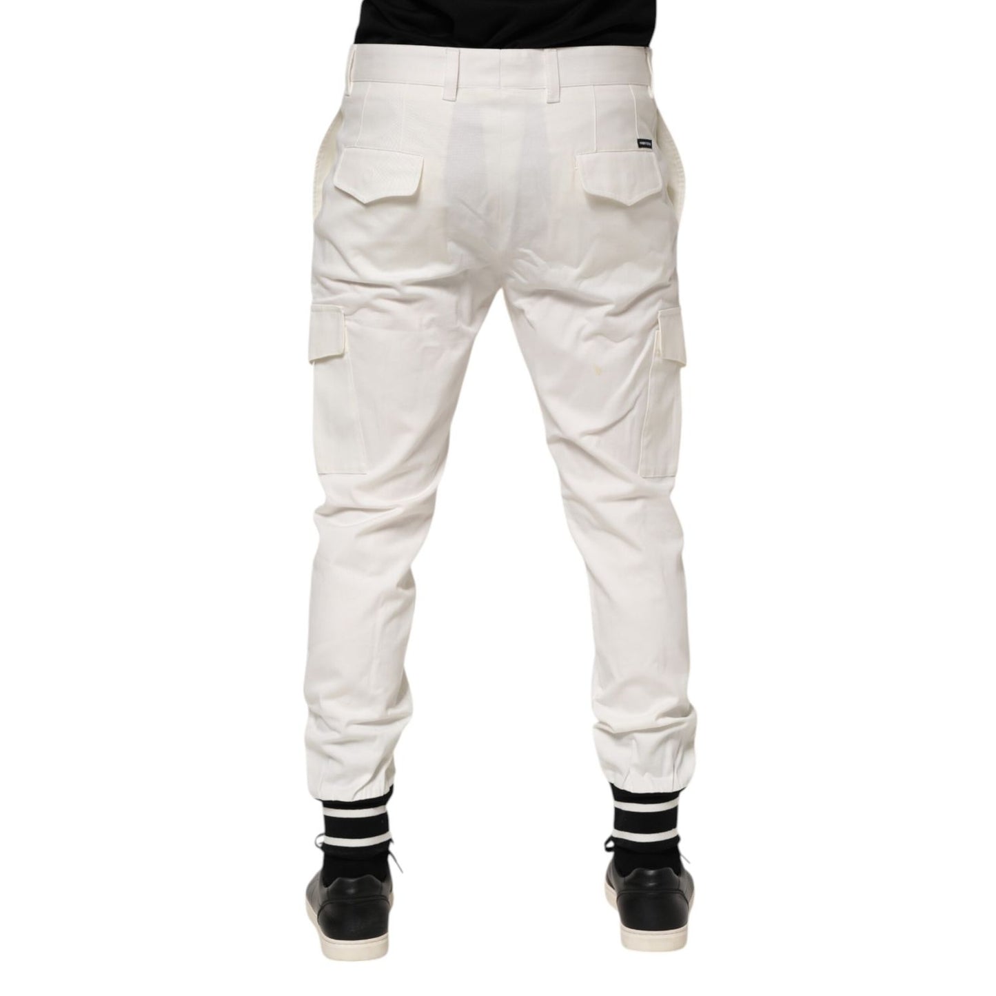 Dolce & Gabbana White Cotton Jogger Cargo Skinny Men Pants Dolce & Gabbana