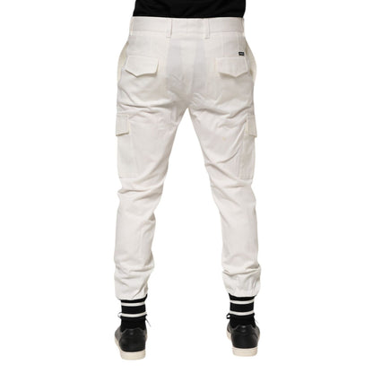 Dolce & Gabbana White Cotton Jogger Cargo Skinny Men Pants Dolce & Gabbana