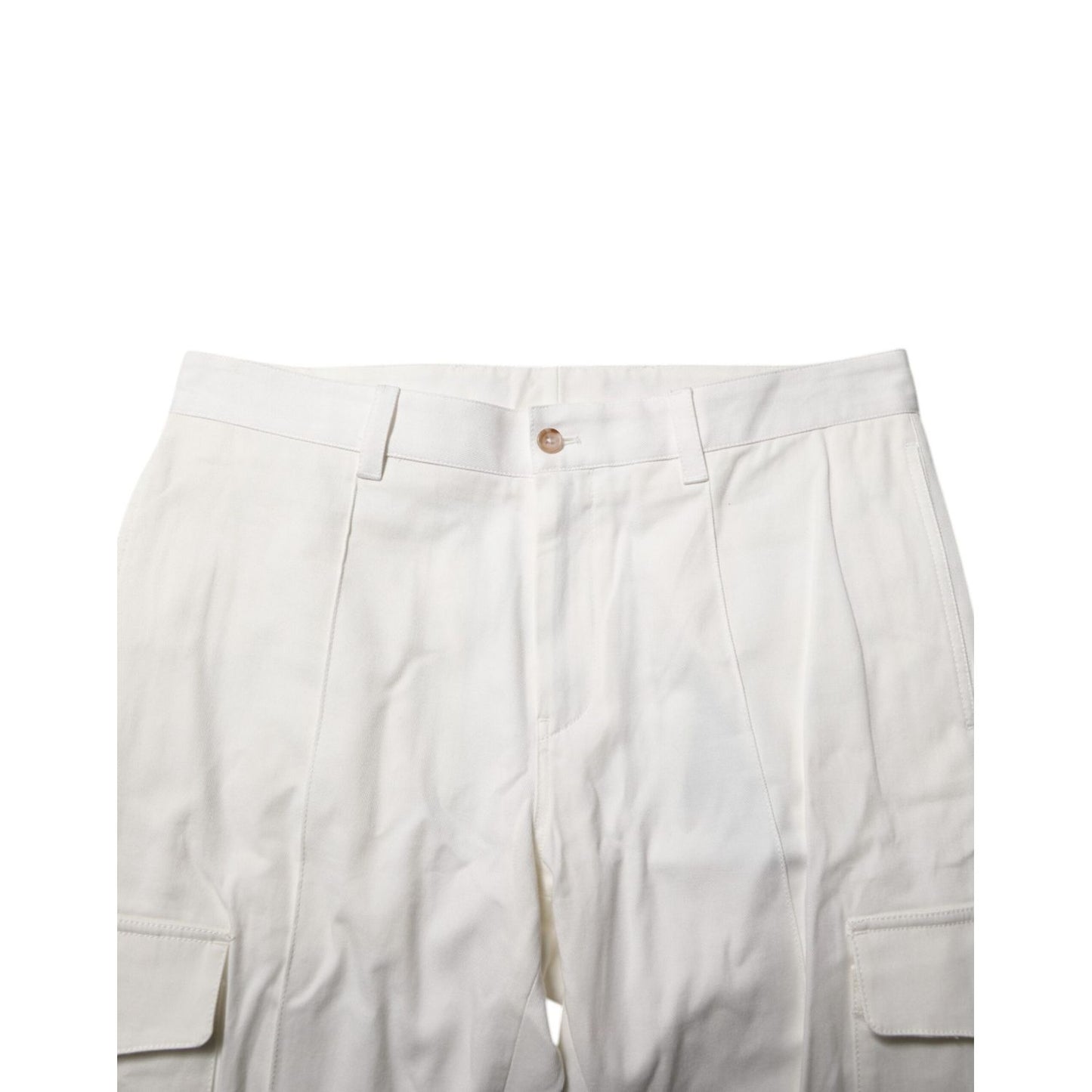 Dolce & Gabbana White Cotton Jogger Cargo Skinny Men Pants Dolce & Gabbana
