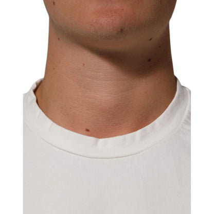 Dolce & Gabbana White Cotton Logo Print Crew Neck Men T-shirt Dolce & Gabbana