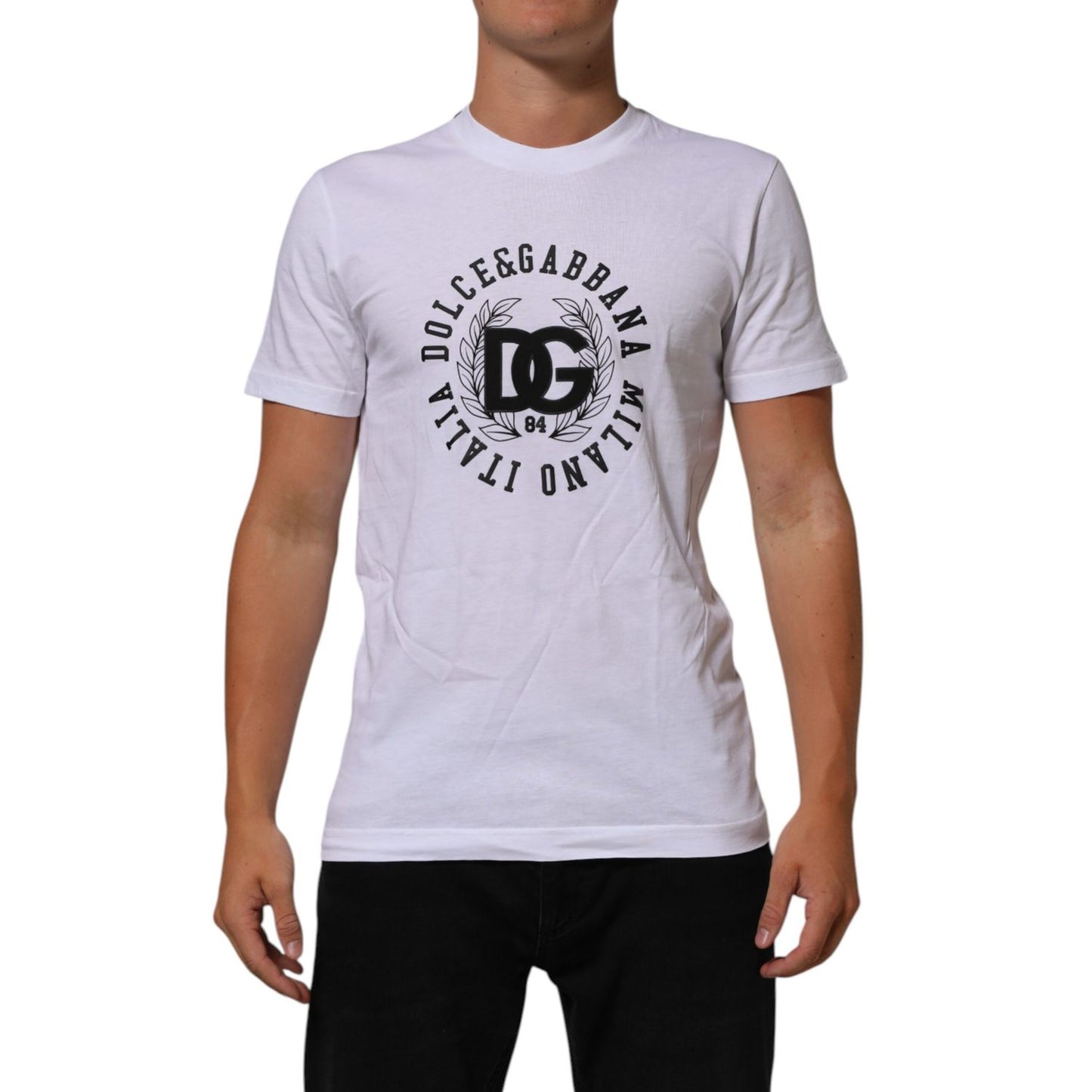 Dolce & Gabbana White Cotton Logo Print Crew Neck T-shirt Dolce & Gabbana