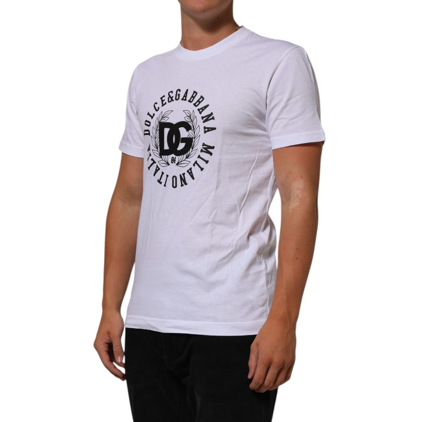 Dolce & Gabbana White Cotton Logo Print Crew Neck T-shirt Dolce & Gabbana