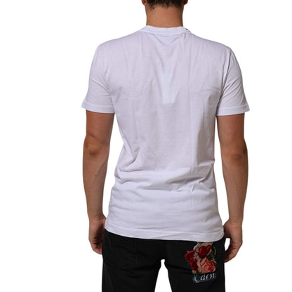 Dolce & Gabbana White Cotton Logo Print Crew Neck T-shirt Dolce & Gabbana