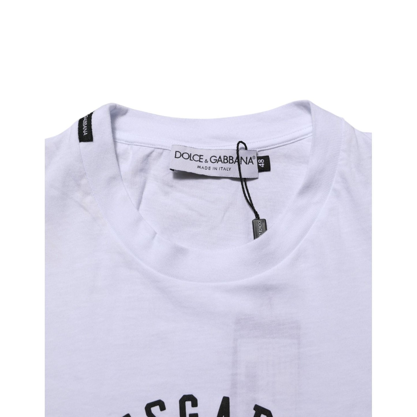 Dolce & Gabbana White Cotton Logo Print Crew Neck T-shirt Dolce & Gabbana