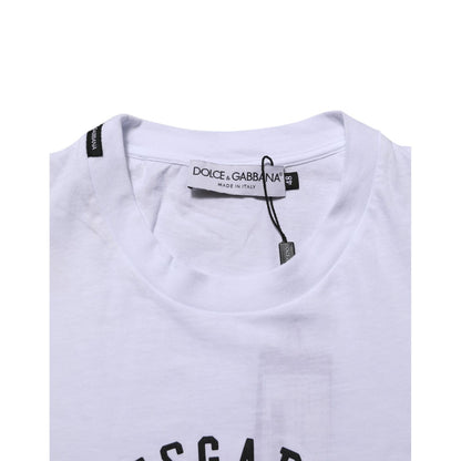 Dolce & Gabbana White Cotton Logo Print Crew Neck T-shirt Dolce & Gabbana