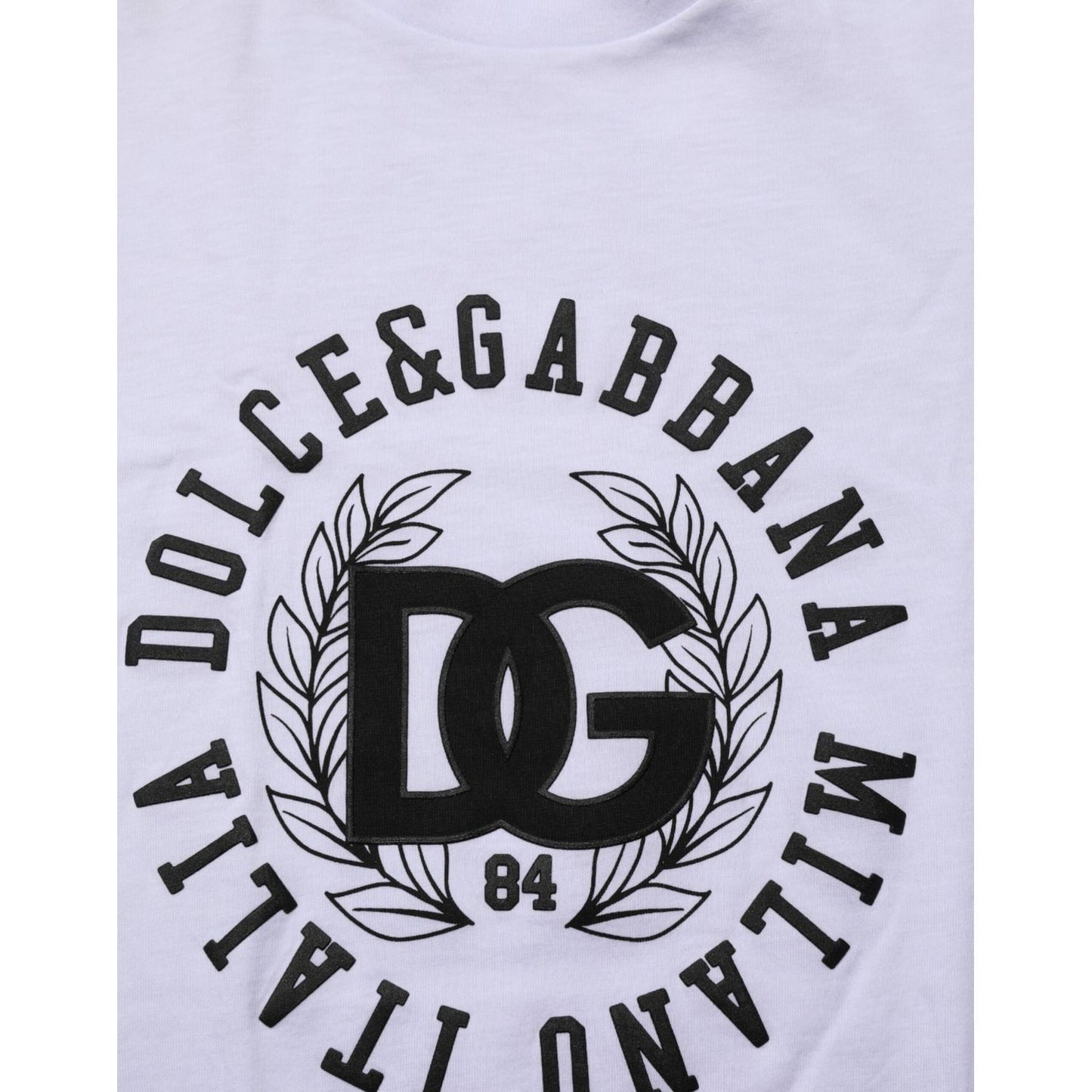 Dolce & Gabbana White Cotton Logo Print Crew Neck T-shirt Dolce & Gabbana