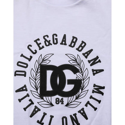Dolce & Gabbana White Cotton Logo Print Crew Neck T-shirt Dolce & Gabbana