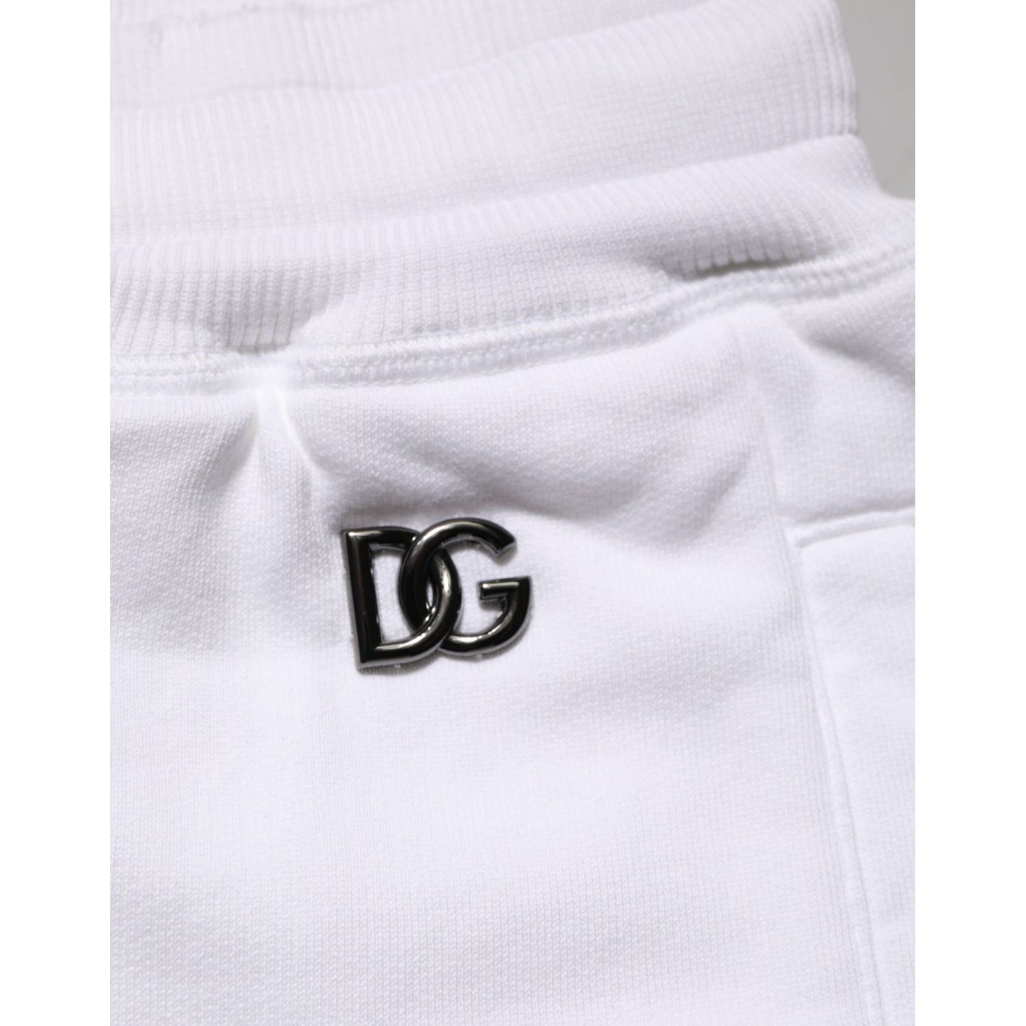 Dolce & Gabbana White Cotton Ripped Bermuda Sweatpants Shorts Dolce & Gabbana