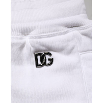 Dolce & Gabbana White Cotton Ripped Bermuda Sweatpants Shorts Dolce & Gabbana