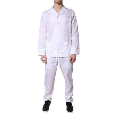 Dolce & Gabbana White Cotton Shirt Pants Pajama Set Sleepwear Dolce & Gabbana