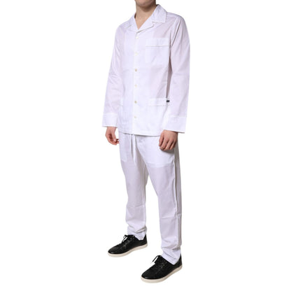 Dolce & Gabbana White Cotton Shirt Pants Pajama Set Sleepwear Dolce & Gabbana