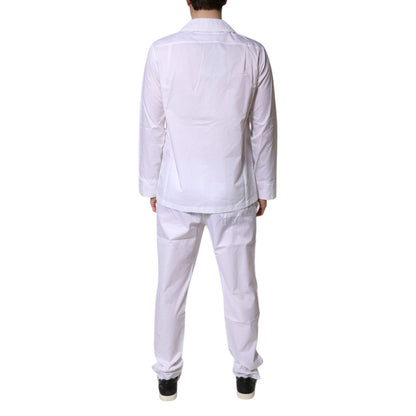 Dolce & Gabbana White Cotton Shirt Pants Pajama Set Sleepwear Dolce & Gabbana