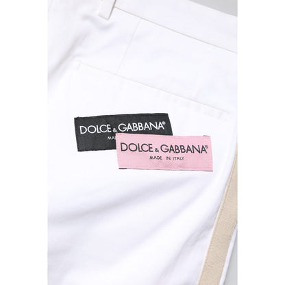 Dolce & Gabbana White Cotton Straight Logo Men Pants Dolce & Gabbana