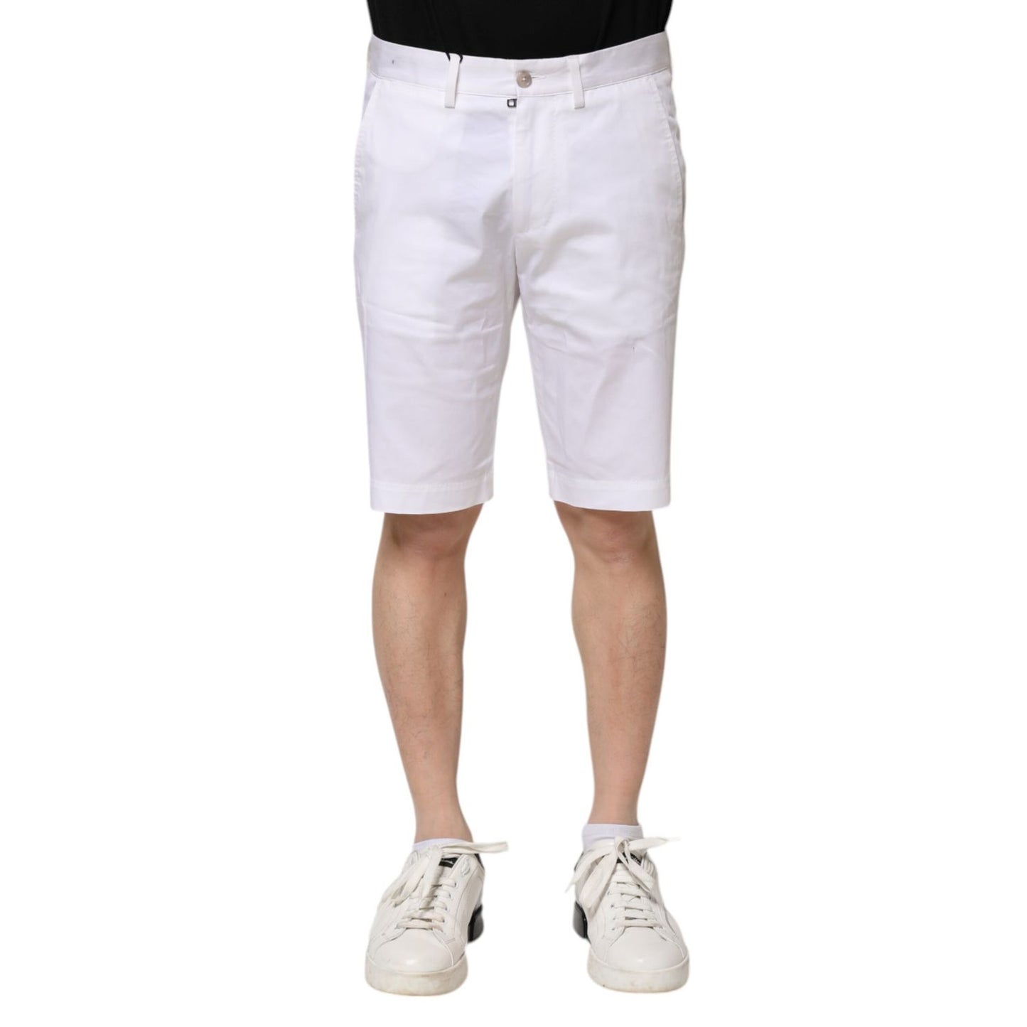 Dolce & Gabbana White Cotton Stretch Men Denim Bermuda Shorts Dolce & Gabbana