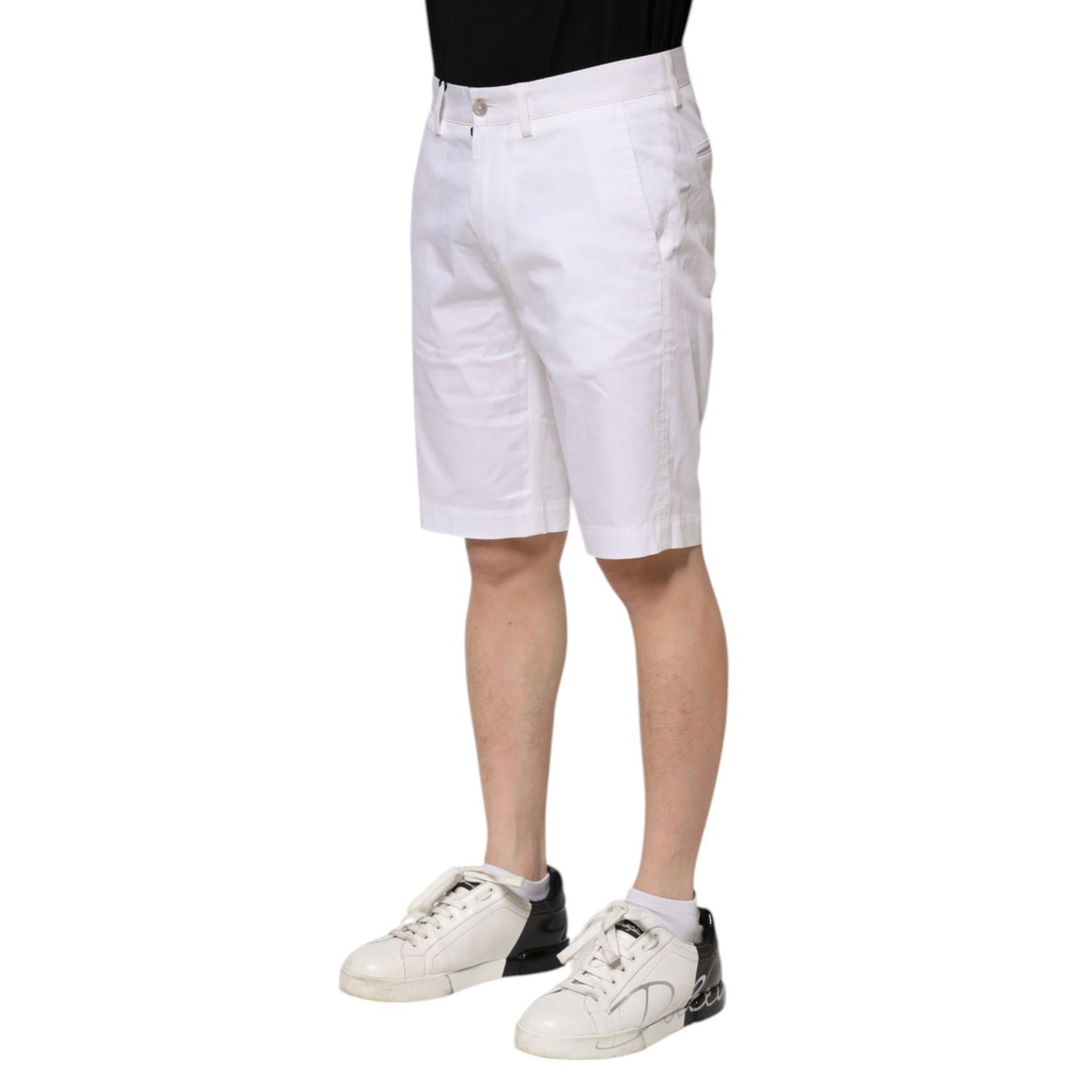 Dolce & Gabbana White Cotton Stretch Men Denim Bermuda Shorts Dolce & Gabbana