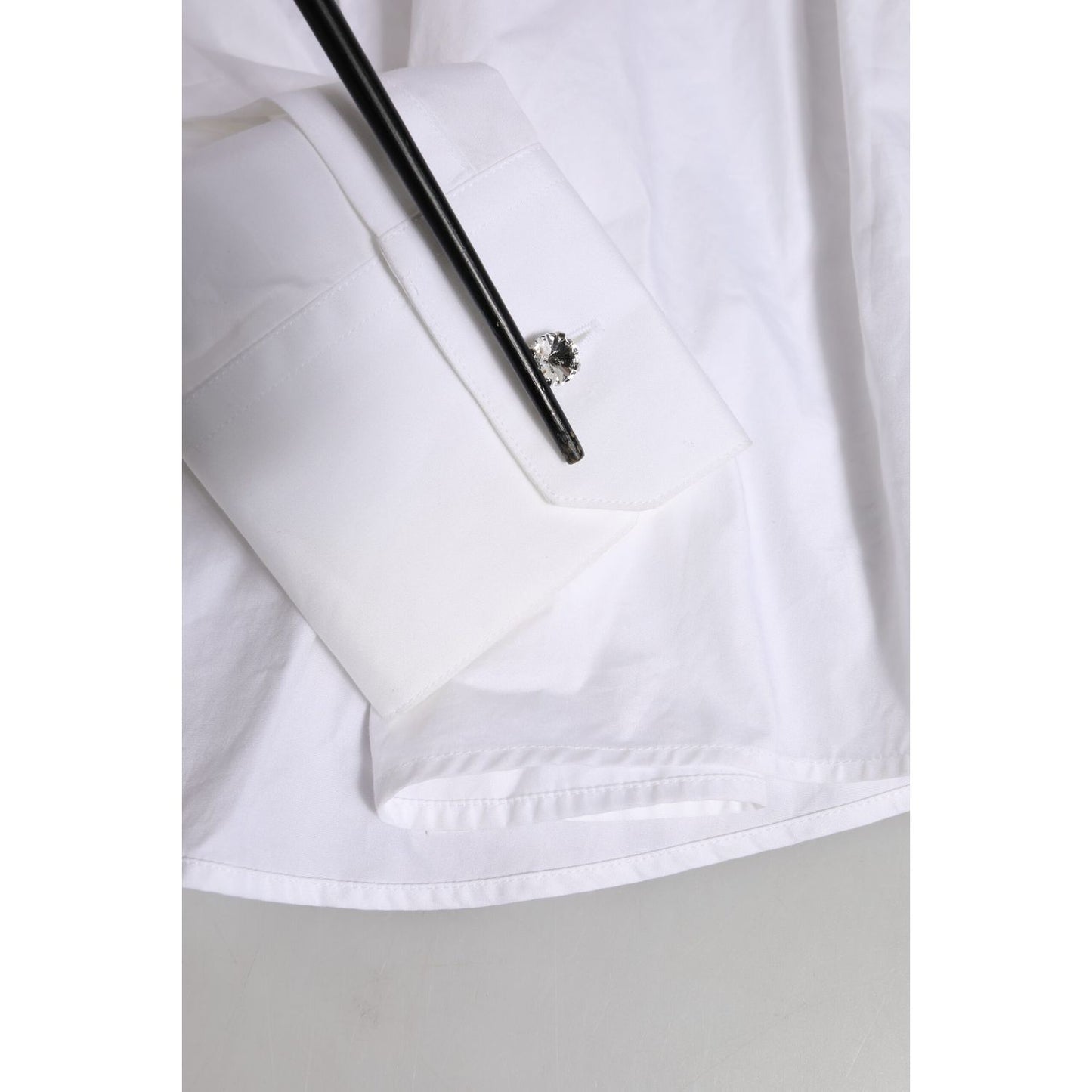 Dolce & Gabbana White Crystal Embellished Dress Shirt Top Dolce & Gabbana