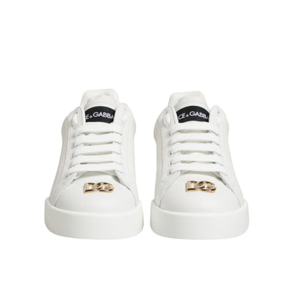 Dolce & Gabbana White DG Leather Low Top Sneakers Shoes Dolce & Gabbana