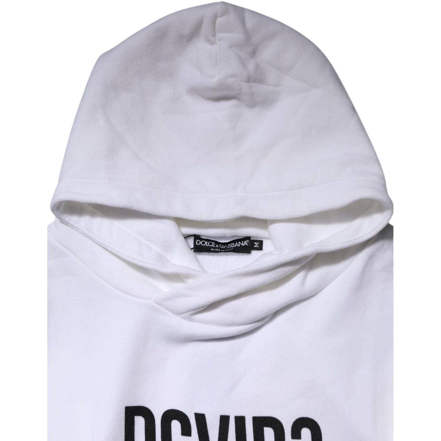 Dolce & Gabbana White DG Vib3 Hooded Men Sweatshirt Sweater Dolce & Gabbana