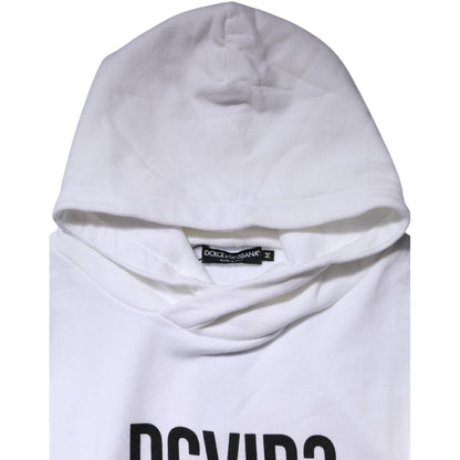 Dolce & Gabbana White DG Vib3 Hooded Men Sweatshirt Sweater Dolce & Gabbana