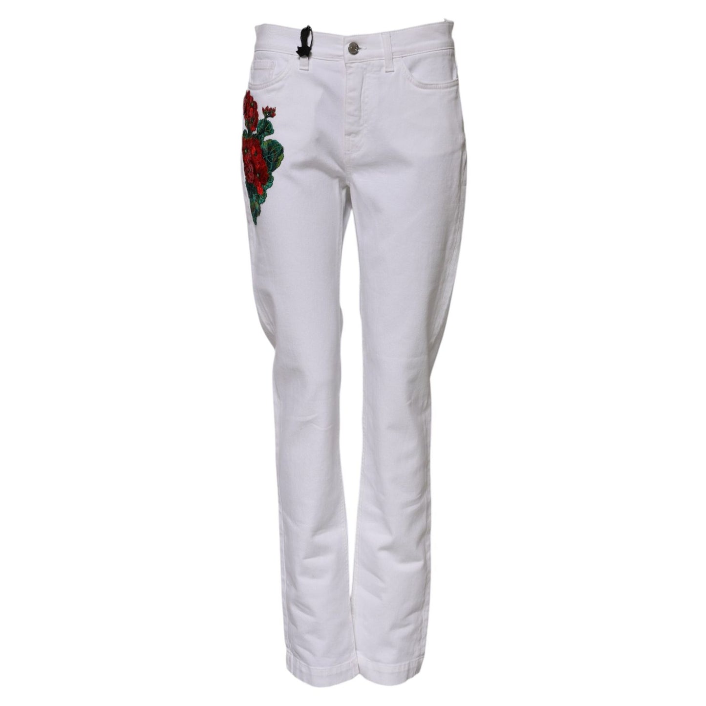 Dolce & Gabbana White Floral Sequined Embroid GIRLY Denim Jeans Dolce & Gabbana