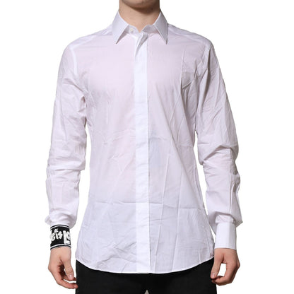 Dolce & Gabbana White GOLD Cotton Men Dress Formal Shirt Dolce & Gabbana