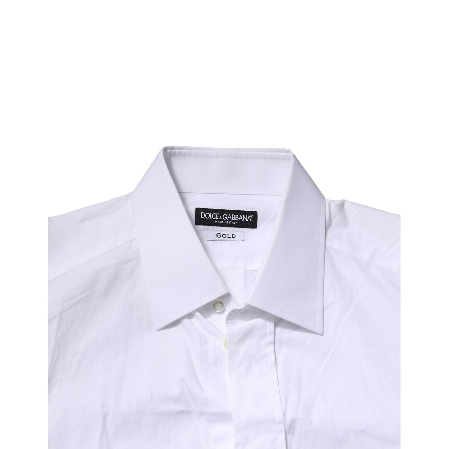 Dolce & Gabbana White GOLD Cotton Men Dress Formal Shirt Dolce & Gabbana
