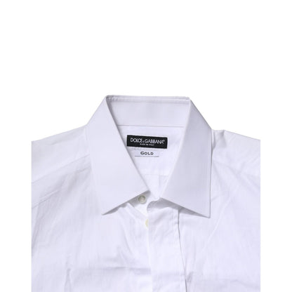 Dolce & Gabbana White GOLD Cotton Men Dress Formal Shirt Dolce & Gabbana
