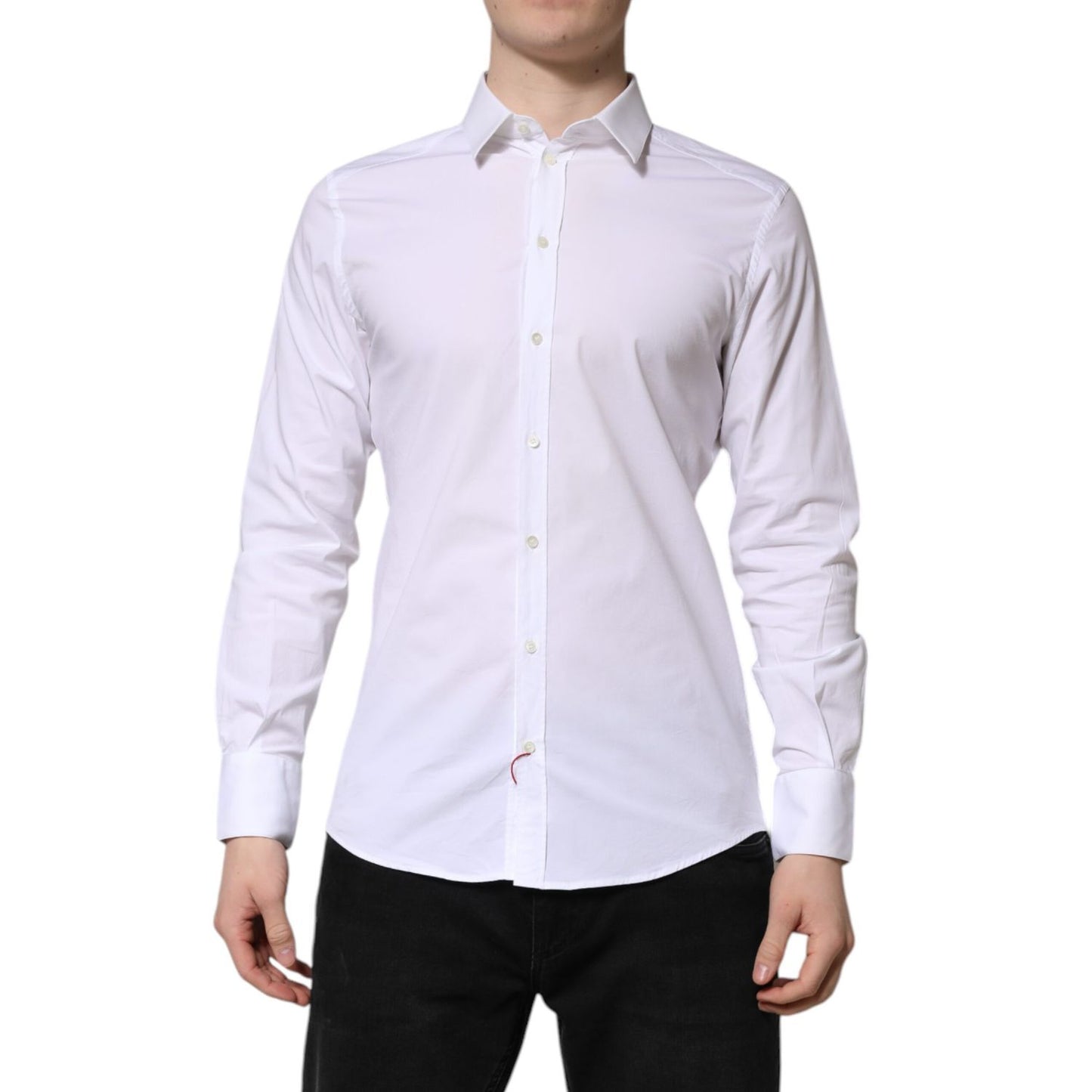 Dolce & Gabbana White GOLD Long Sleeve Dress Formal Shirt Dolce & Gabbana
