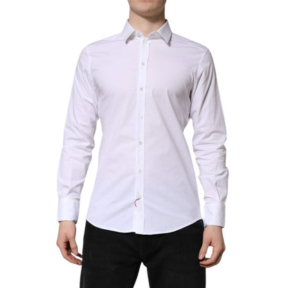 Dolce & Gabbana White GOLD Long Sleeve Dress Formal Shirt Dolce & Gabbana
