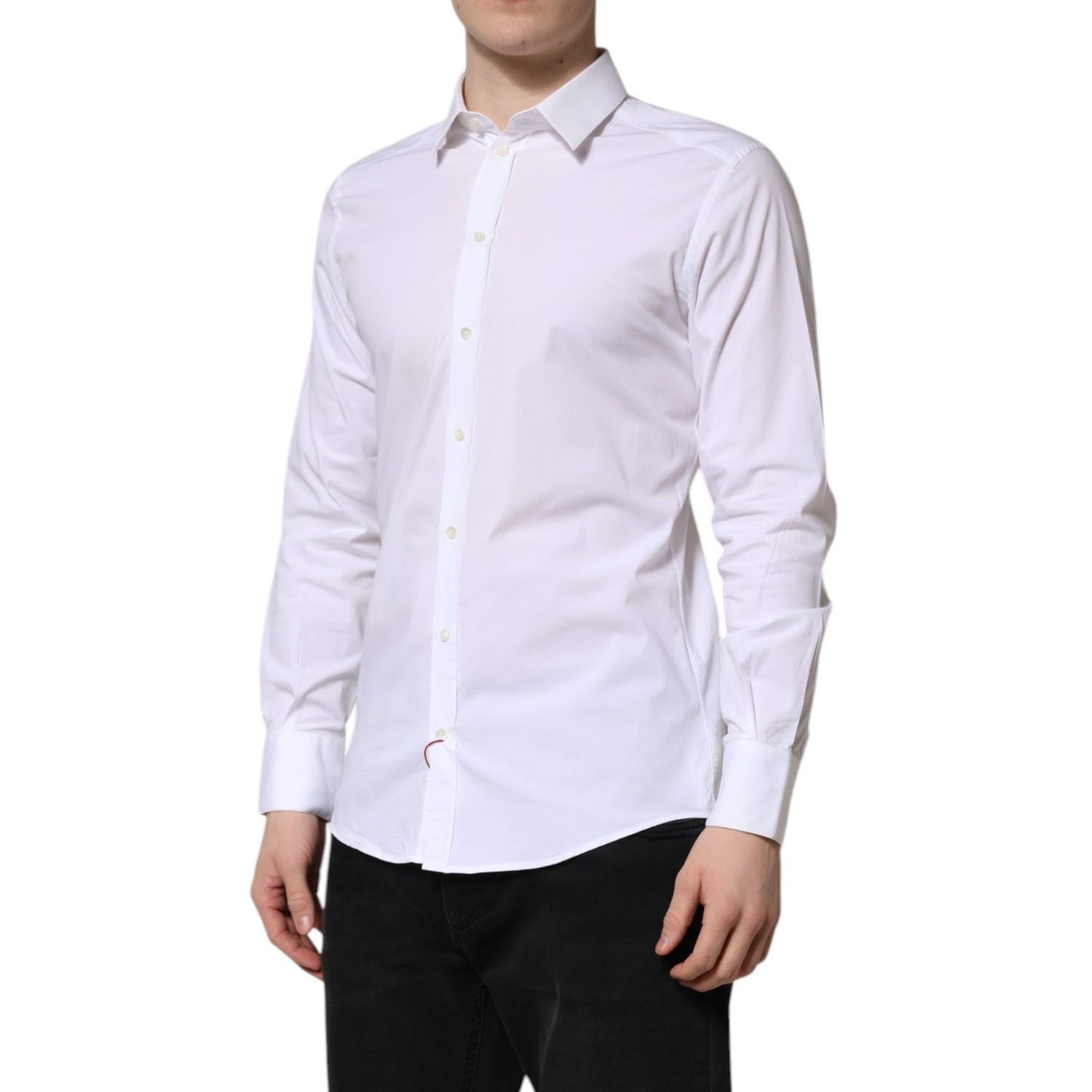 Dolce & Gabbana White GOLD Long Sleeve Dress Formal Shirt Dolce & Gabbana