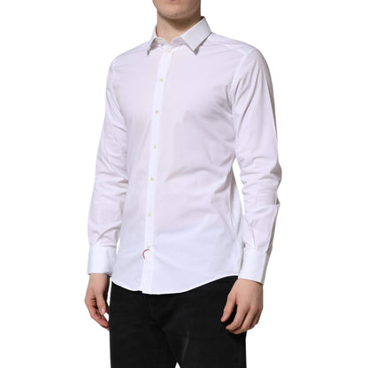 Dolce & Gabbana White GOLD Long Sleeve Dress Formal Shirt Dolce & Gabbana