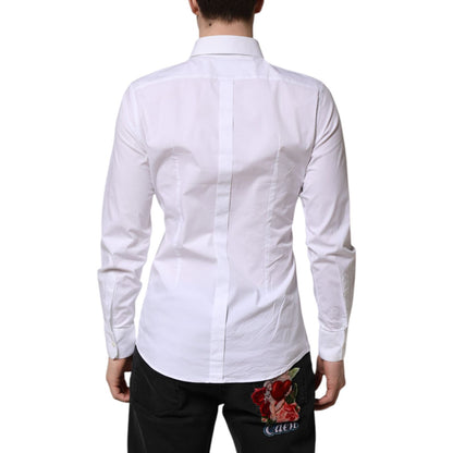 Dolce & Gabbana White GOLD Long Sleeve Dress Formal Shirt Dolce & Gabbana
